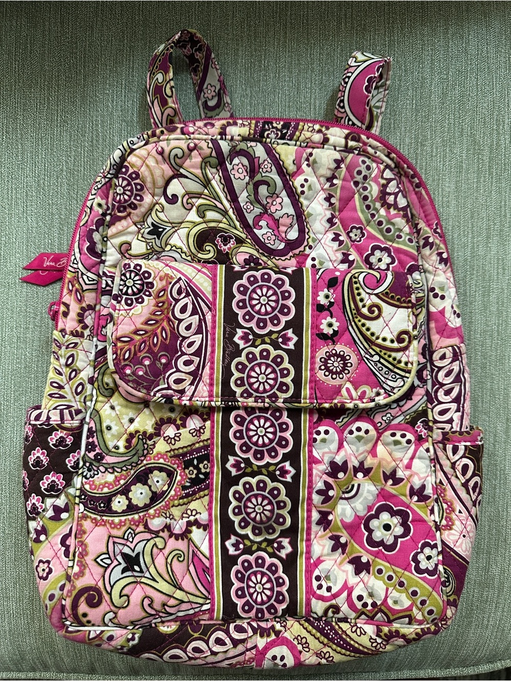 Vera Bradley Pink Paisley Floral Quilted Mini Backpack